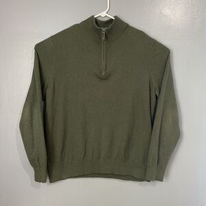 Eddie‎ Bauer Sweater Mens XLT Mock Neck Long-Sleeve 1/4 Zip Cotton Cashmere